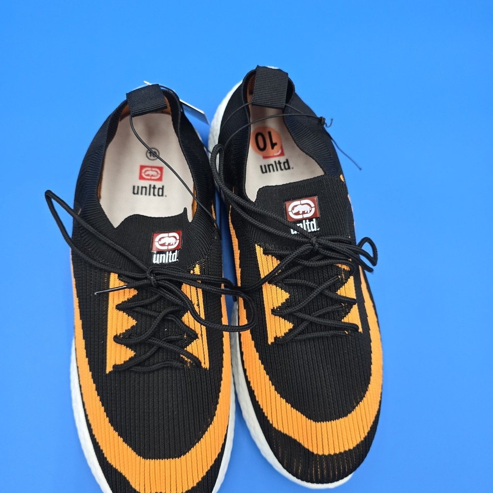 Sz 10 Ecko Unltd Shoes Men's Athletic Sport Sneaker AVADI-06M Black/orange - Picture 4 of 9